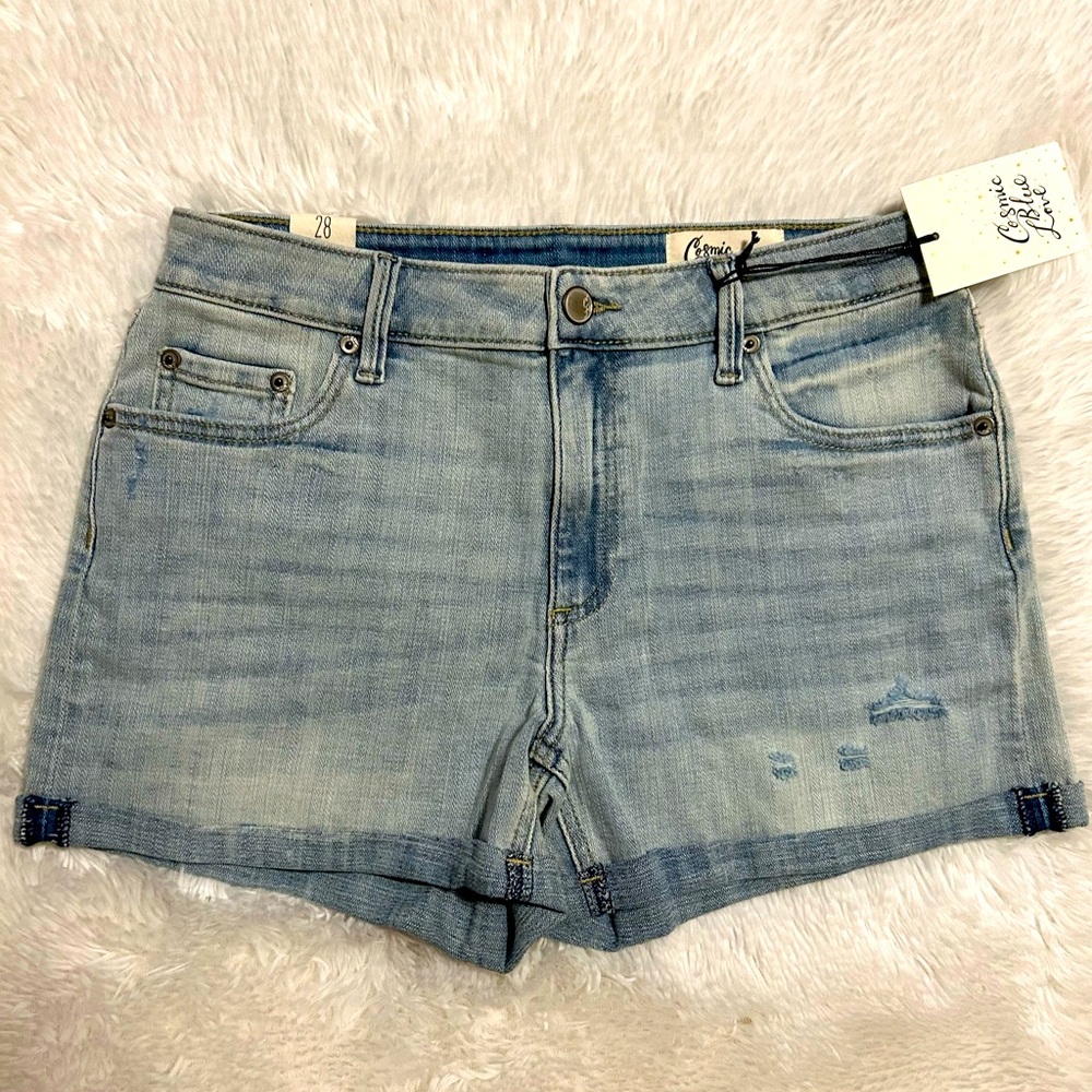 Cosmic Blue Love Jean Shorts